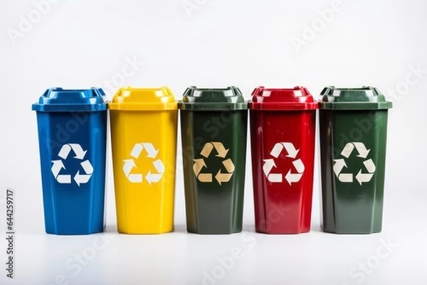 Obraz Garbage containers for waste sorting. Background with selective focus and copy space