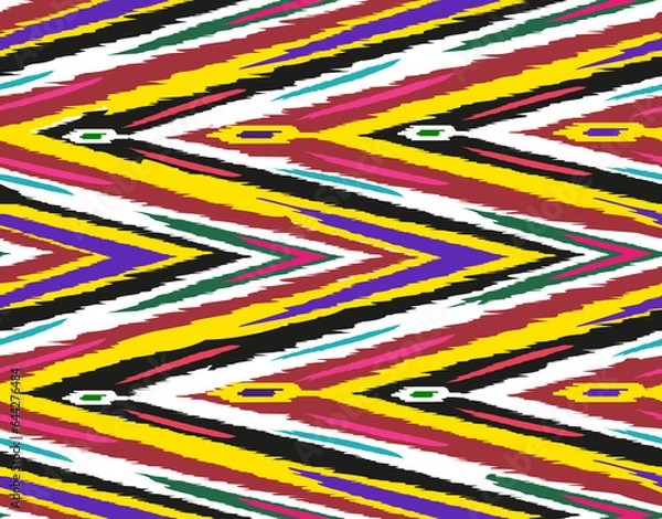 Obraz Ikat. Uzbek folk ornament. Fabric with a national seamless pattern.