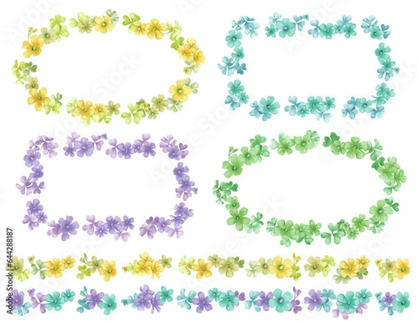 Fototapeta カラフルなカタバミのフレームとラインのセット