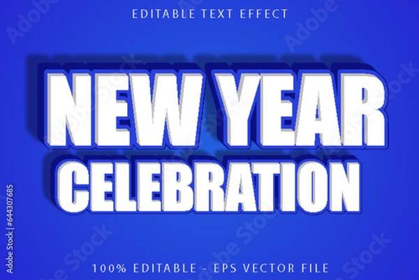Obraz New Year Celebration Editable Text Effect Cartoon Style