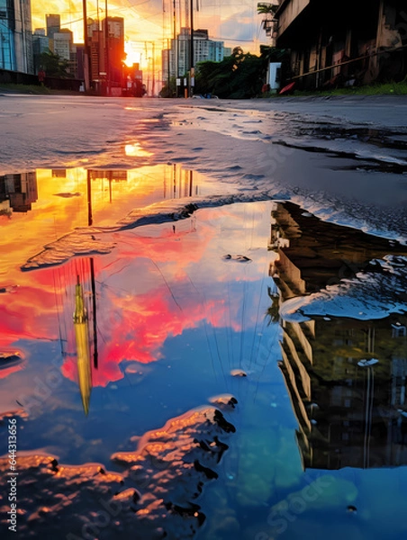 Obraz citiy skyline sunset