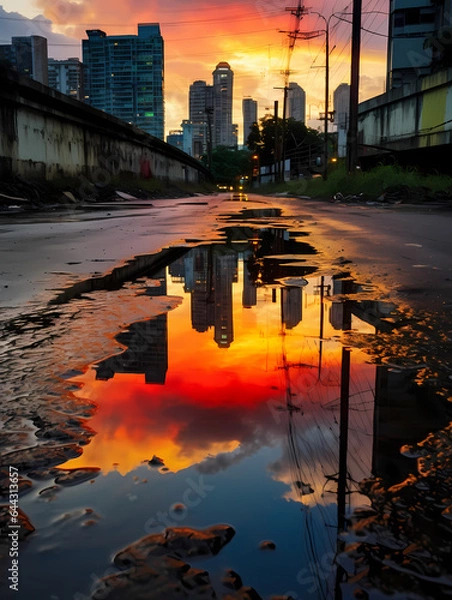 Obraz citiy skyline sunset