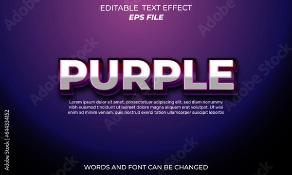 Fototapeta purple text effect . font editable, typography, 3d text. vector template