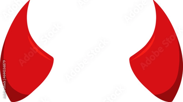 Fototapeta Red short devil horns halloween element vector decoration