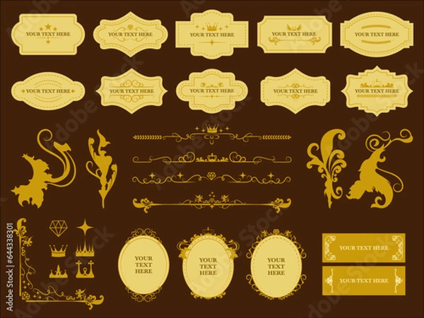 Fototapeta エレガントフレームと素材のセット 