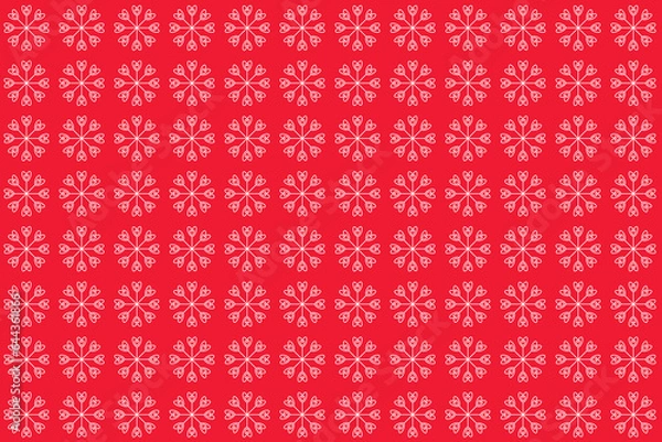 Fototapeta Seamless simple vector pattern with white snowflakes on red background for bedclothes clothes card wrapping paper textile card wallpaper Design nappking tablecloth Winter New Year Christmas Holiday