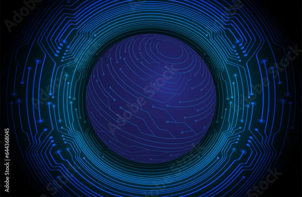 Fototapeta world binary circuit board future technology, blue hud cyber security concept background