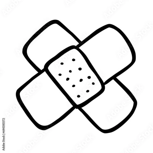 Obraz simple vector hand draw doodle sketch, band aid, isolated on white