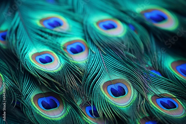 Fototapeta Some peacock feathers close up