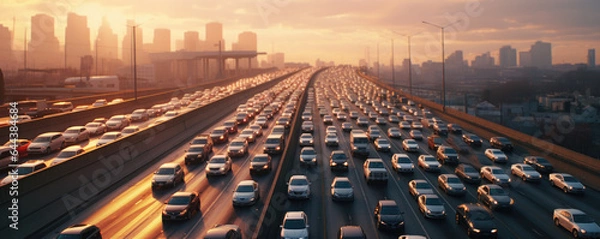 Fototapeta driving to work on highways problem in progress. 