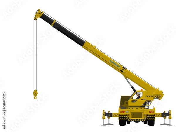 Fototapeta Isolated mobile crane on white background