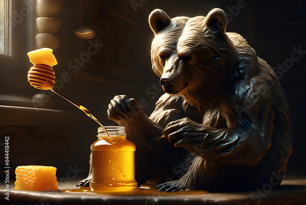 Fototapeta Draw a bear eating honey.
Generative AI
