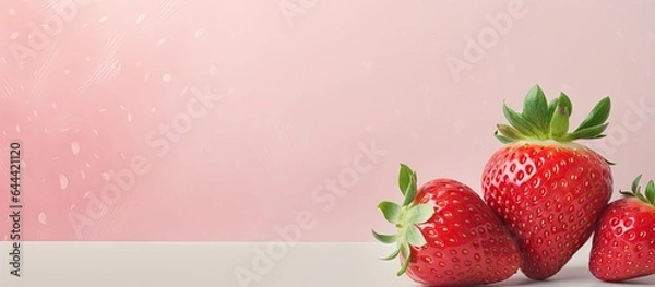 Fototapeta New strawberry design with fruit illustration isolated pastel background Copy space