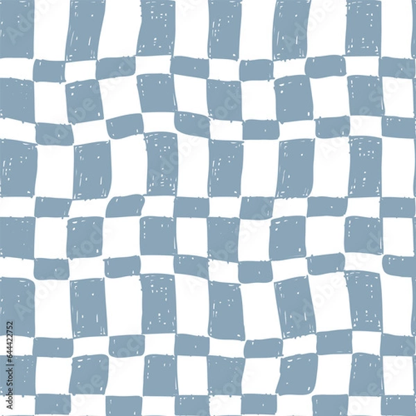 Obraz Seamless Repeat Vector Irregular Hand Drawn Doodle Checkerboard Check Grid Pattern Geometric
