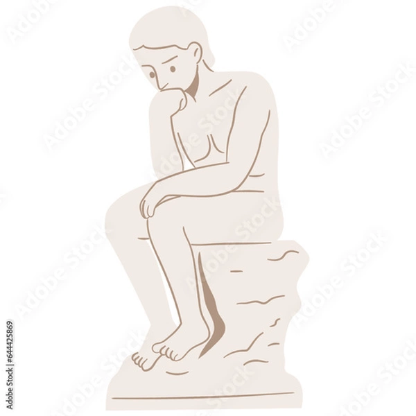 Obraz The thinker sculpture flat illustration