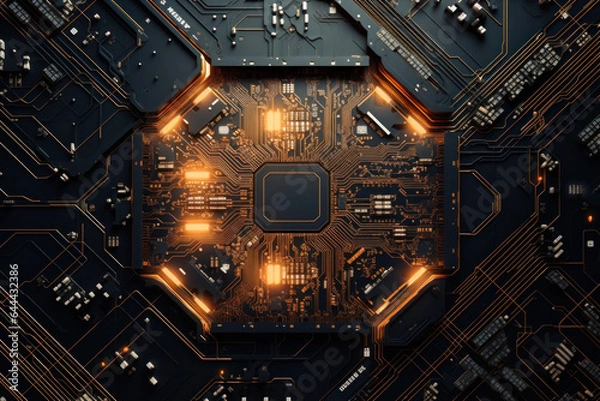 Fototapeta Computer microchip chip circuit board motherboard
