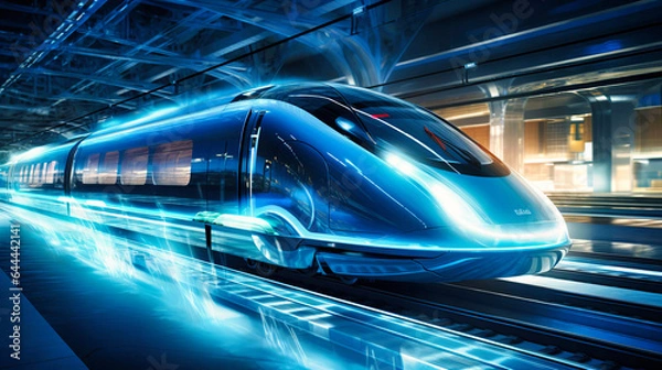 Obraz Magnetic field propulsion trains floating above tracks