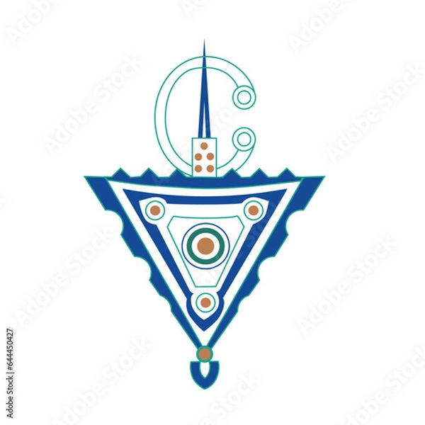 Fototapeta Vecto image. The berber fibula a sign of pride and chastity, come in various sizes. Moroccan ornament on a background. Harmonious watercolor pattern. Free-Hand.