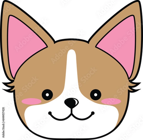 Fototapeta cute element or icon of happy puppy corgi head vector illustration