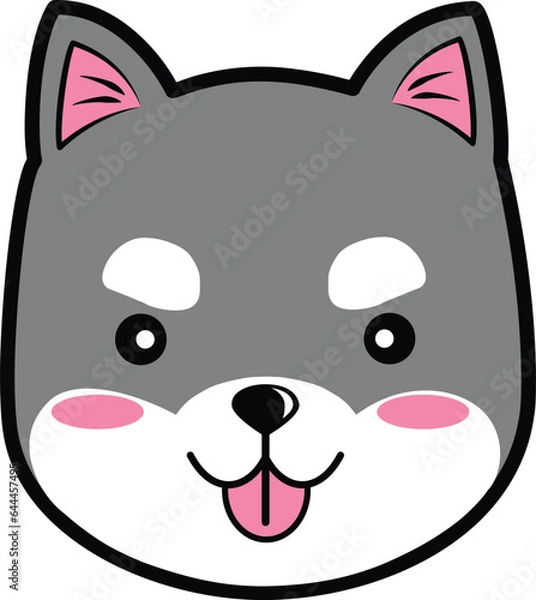 Fototapeta cute element or icon of happy puppy siberian husky head vector illustration