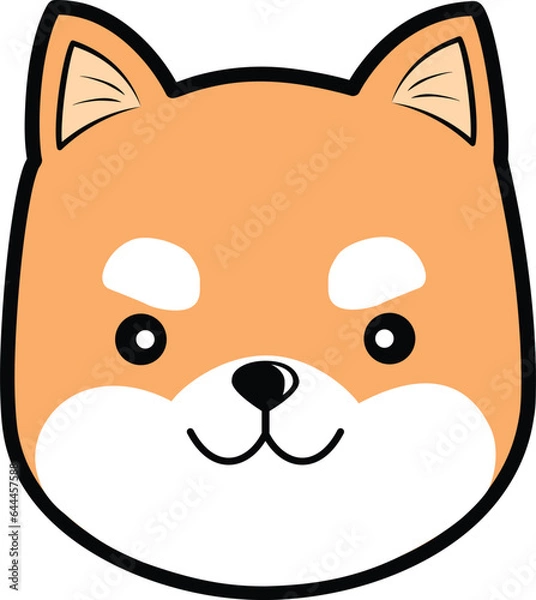 Fototapeta cute element or icon of happy puppy shiba inu head vector illustration
