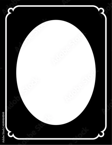 Fototapeta Retro oval picture frame. Ellipse vertical empty ornate photographic border frame. Beautiful vector vintage portrait framing in antique style