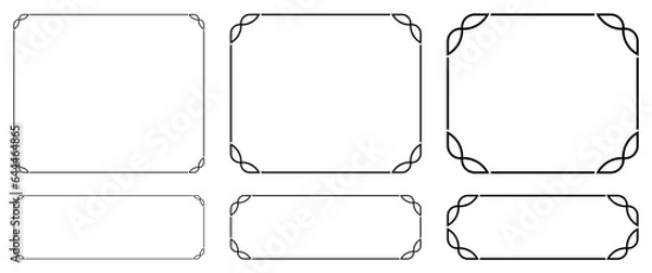 Fototapeta Vector EPS border frames. Shapes on white background. Can be used for laser cutting, as elegant vintage web banners, doorplates, store signs, signboards, or labels 