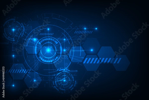 Obraz Vector digital hud circuit circle technology adstract blue light background.
