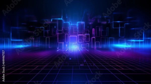 Fototapeta サイバーテクノロジーをイメージするグラデーションの未来的な背景画像