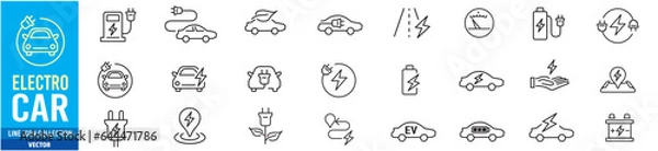 Fototapeta Electro Car Icon line collection vector