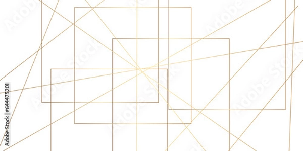Obraz Abstract colorful golden geometric square and triangle shape, Abstract golden lines pattern texture business background. Abstract gold lines on white background with luxury shapes.