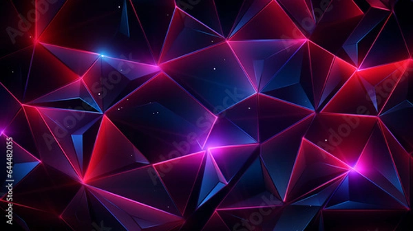 Obraz Vibrant 3D Polygon Texture with Neon Glow Lines - Contemporary Art
