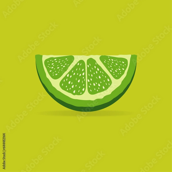 Fototapeta Lime slice design on green background. Vector illustration

