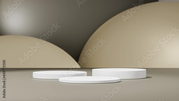 Fototapeta Abstract scene background. Cylinder podium on brown background. Product presentation, mock up, show cosmetic product, Podium, stage pedestal or platform.