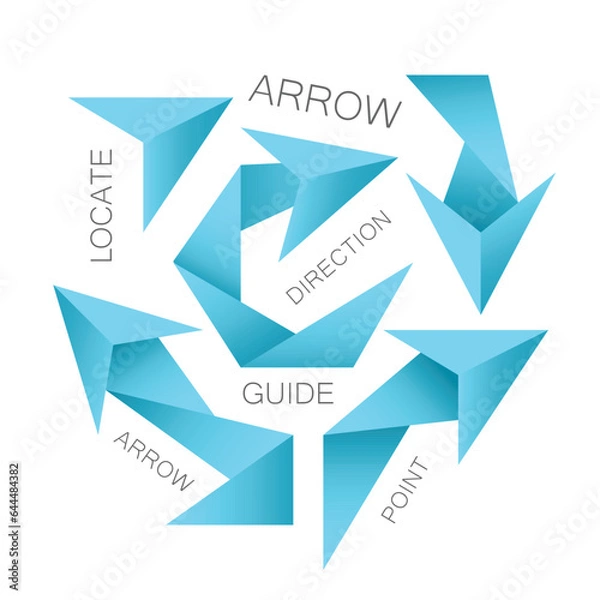 Fototapeta Arrow origami icons collection isolated white background.