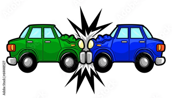 Obraz Car Accident Cartoon