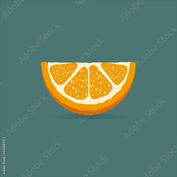Fototapeta Orange slice design on green-blue background. Vector illustration