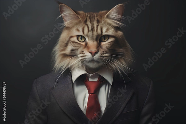 Fototapeta Cat in suit, AI GENERATED