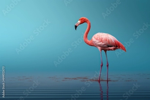 Fototapeta flamingo, extreme minimalism, empty space. Generative AI.
