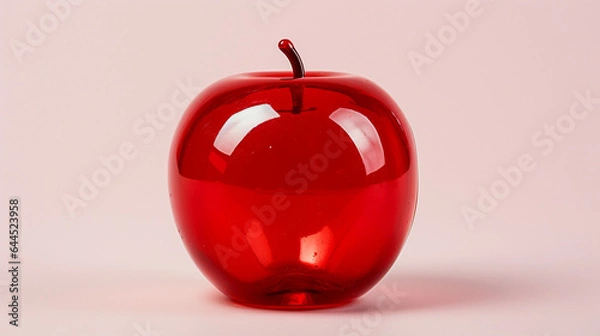 Fototapeta A toy plastic apple, half transparent. 
Modified Ai generative image.