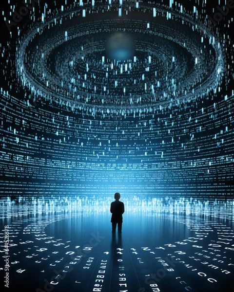 Fototapeta Generative ai digital global network over server room data center
