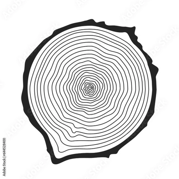 Obraz Wavy line ring pattern.Wood grain texture.Trees.Tree stumps pattern vector illustration