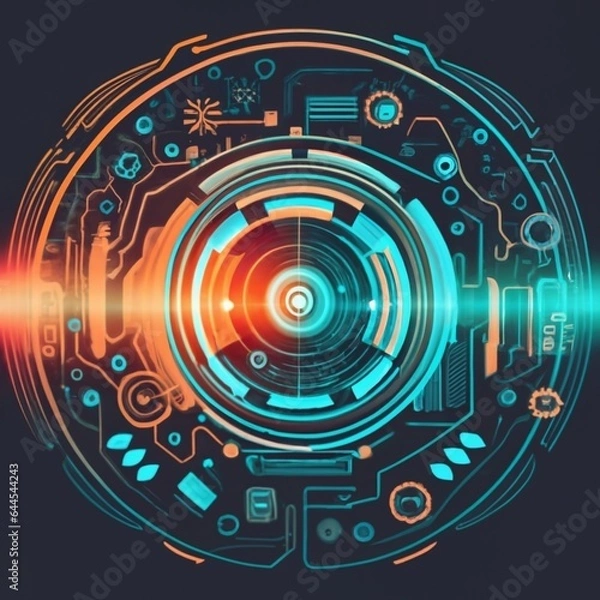 Obraz Abstract technology background Hi-tech communication concept innovation background, Ai generate 