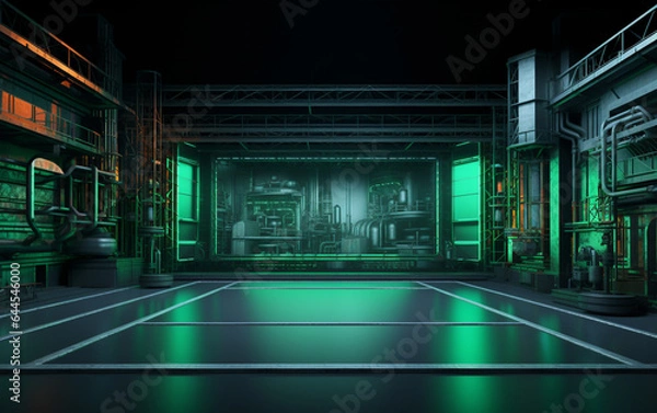 Fototapeta Industrial TV show backdrop. Ideal for virtual tracking system sets. 3D rendering