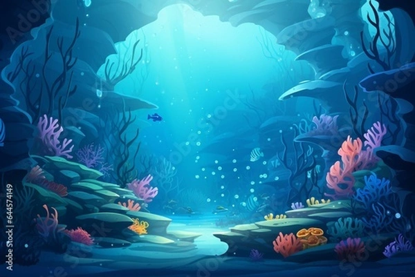 Fototapeta Under the sea background.Generative AI