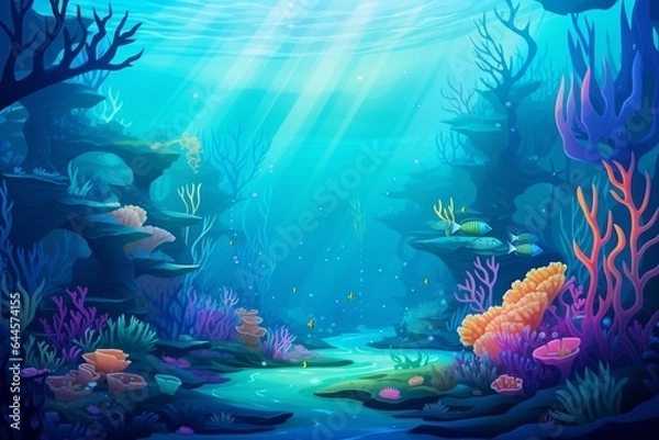 Fototapeta Under the sea background.Generative AI