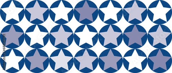 Fototapeta Seamless pattern for the background with elements of stars and circles in blue. Mosaic with simple elements for factory fabrics and wallpapers.