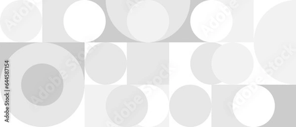 Fototapeta Geometric gray and white abstract, mosaic of squares and circles in trendy style. Scandinavian beautiful background, seamless pattern for textiles and wallpapers.