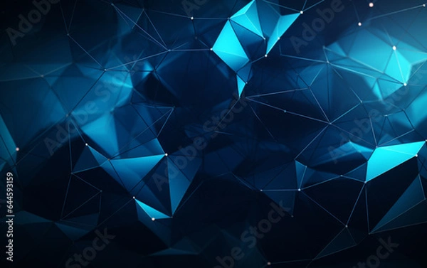 Fototapeta Abstract plexus blue geometrical shapes connection