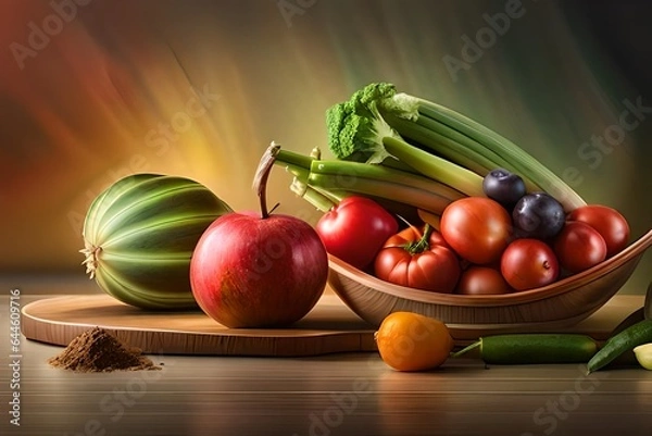 Obraz fruits and vegetables on the table